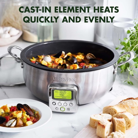 GreenPan Elite 6QT Electric Skillet, Sear Saute Stir-Fry Cook Rice, Healthy Cera - Picture 6 of 9